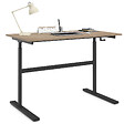 ID MARKET - Bureau droit JEANNE assis debout à manivelle hauteur réglable 70 - 120 cm bois façon hêtre et noir - vignette