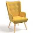 ID MARKET - Fauteuil scandinave IVAR en tissu jaune - vignette