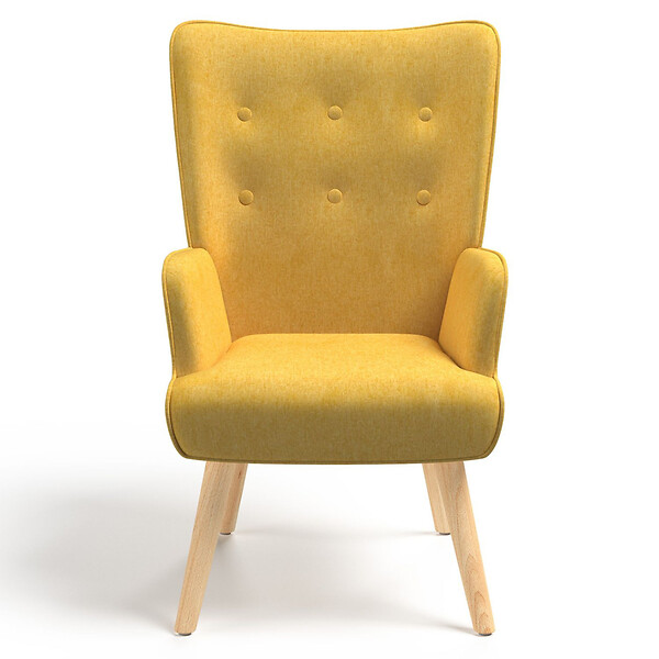 ID MARKET - Fauteuil scandinave IVAR en tissu jaune - large