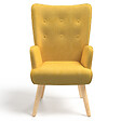 ID MARKET - Fauteuil scandinave IVAR en tissu jaune - vignette