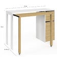 ID MARKET - Bureau extensible RON avec colonne de rangement tiroir et placard blanc et bois - vignette