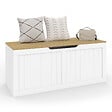 ID MARKET - Banc coffre rangement 100 cm LEON bois et blanc - vignette