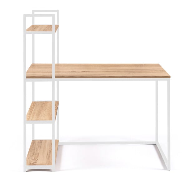 ID MARKET - Bureau bibliothèque DETROIT design industriel bois et métal blanc - large