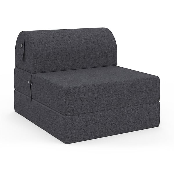 ID MARKET - Chauffeuse PALOMA en tissu gris anthracite - large
