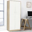 ID MARKET - Armoire de bureau 190 cm multifonction MARIA bois et blanc 2 portes 4 étagères - vignette