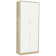 ID MARKET - Armoire de bureau 190 cm multifonction MARIA bois et blanc 2 portes 4 étagères - vignette