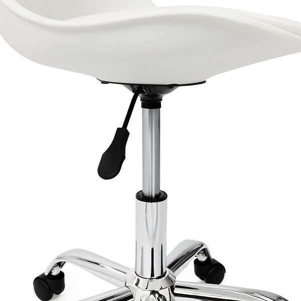 ID MARKET - Chaise de bureau scandinave SARA blanche à roulettes - large