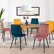 ID MARKET - Lot de 6 chaises MILA en velours mix color bleu x2, jaune ocre x2, rose x2 - vignette