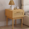 ID MARKET - Lot de 2 tables de chevet ROBERT 1 tiroir effet naturel cannage et bois - vignette