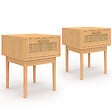 ID MARKET - Lot de 2 tables de chevet ROBERT 1 tiroir effet naturel cannage et bois - vignette