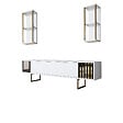 HABITAT ET JARDIN - Meuble TV en bois "Gold Line" - 180 x 30 x 48 cm - BlancNoir - vignette