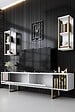 HABITAT ET JARDIN - Meuble TV en bois "Gold Line" - 180 x 30 x 48 cm - BlancNoir - vignette