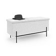 ID MARKET - Banc coffre rangement LOUIS pieds métal noir 100 cm tissu bouclette blanc - vignette