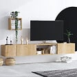 HABITAT ET JARDIN - Meuble TV avec étagère murale en bois "Avior" - 180 x 32 x 25 cm - Beige - vignette