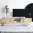 HABITAT ET JARDIN - Meuble TV avec étagère murale en bois "Avior" - 180 x 32 x 25 cm - Beige - vignette
