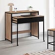 ID MARKET - Bureau extensible 1 tiroir noir BOSTON design industriel - vignette