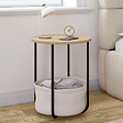 ID MARKET - Lot de 2 tables de chevet, tables d'appoint, bout de canapé DETROIT rondes avec panier en tissu design industriel - vignette