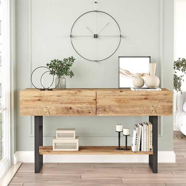 HABITAT ET JARDIN - Console en bois "ML23" - 138 x 43 x 75 cm - Beige - large