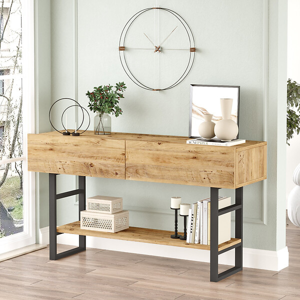 HABITAT ET JARDIN - Console en bois "ML23" - 138 x 43 x 75 cm - Beige - large