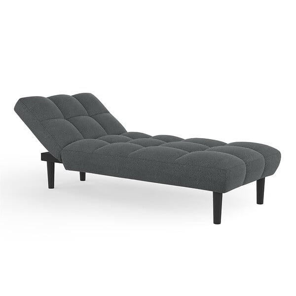 ID MARKET - Méridienne clic clac capitonnée SALOME 80 x 180 cm en tissu gris anthracite - large