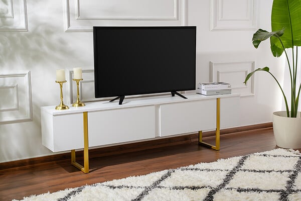 HABITAT ET JARDIN - Meuble TV en bois "Serenity" - 180 x 29 x 50 cm - Blanc - large