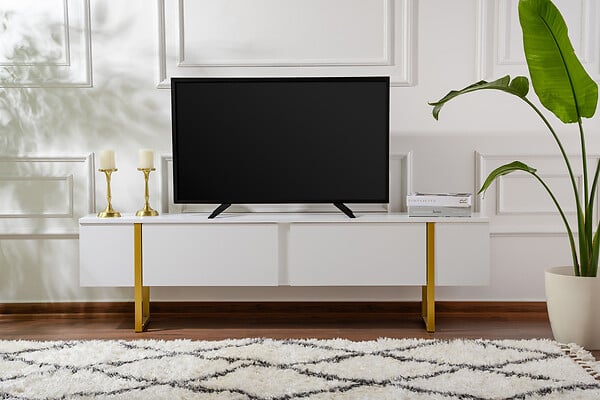 HABITAT ET JARDIN - Meuble TV en bois "Serenity" - 180 x 29 x 50 cm - Blanc - large