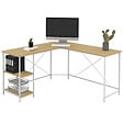 ID MARKET - Bureau d'angle en forme de L DETROIT design industriel bois et métal blanc - vignette