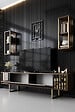 HABITAT ET JARDIN - Meuble TV en bois "Gold Line" - 180 x 30 x 48 cm - NoyerNoir - vignette