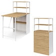 ID MARKET - Bureau bibliothèque pliable RAY plateau rabattable bois façon hêtre et blanc - vignette