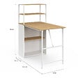 ID MARKET - Bureau bibliothèque pliable RAY plateau rabattable bois façon hêtre et blanc - vignette