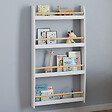 ID MARKET - Bibliothèque murale enfant PAULETTE 4 étagères blanc et bois - vignette