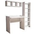 HABITAT ET JARDIN - Bureau d'étude avec bibliothèque et étagère murale en bois "Matilda" - 90 x 58 x 80 cm - Blanc - vignette