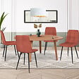 ID MARKET - Lot de 4 chaises MILA en velours terracotta pour salle à manger - vignette