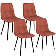 ID MARKET - Lot de 4 chaises MILA en velours terracotta pour salle à manger - vignette