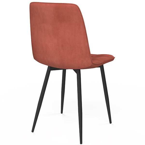 ID MARKET - Lot de 4 chaises MILA en velours terracotta pour salle à manger - large
