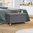 ID MARKET - Banc coffre rangement sur pied 76 cm tissu gris anthracite - vignette