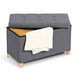 ID MARKET - Banc coffre rangement sur pied 76 cm tissu gris anthracite - vignette
