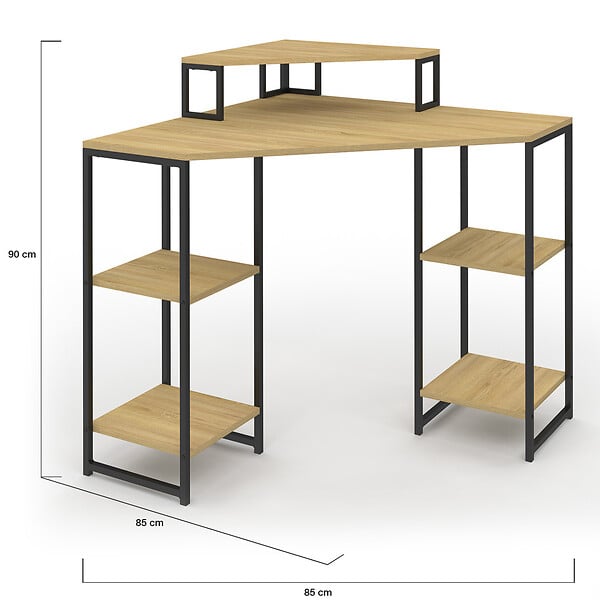ID MARKET - Bureau d'angle DETROIT gain de place bureau informatique avec rangements - large