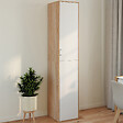 ID MARKET - Armoire de bureau 180 cm multifonction SYLVIA blanc et bois 1 porte 3 étagères - vignette