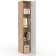 ID MARKET - Armoire de bureau 180 cm multifonction SYLVIA blanc et bois 1 porte 3 étagères - vignette