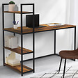 ID MARKET - Bureau bibliothèque HAWKINS plateau bois foncé design industriel - vignette
