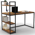ID MARKET - Bureau bibliothèque HAWKINS plateau bois foncé design industriel - vignette