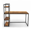 ID MARKET - Bureau bibliothèque HAWKINS plateau bois foncé design industriel - vignette