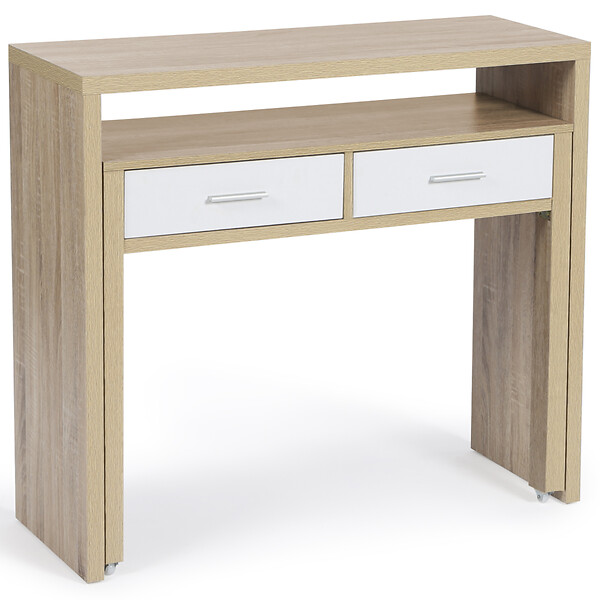 ID MARKET - Bureau extensible MAX façon hêtre et blanc - large