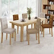 ID MARKET - Lot de 6 chaises POLGA capitonnées mix color taupe, beige et marron - vignette