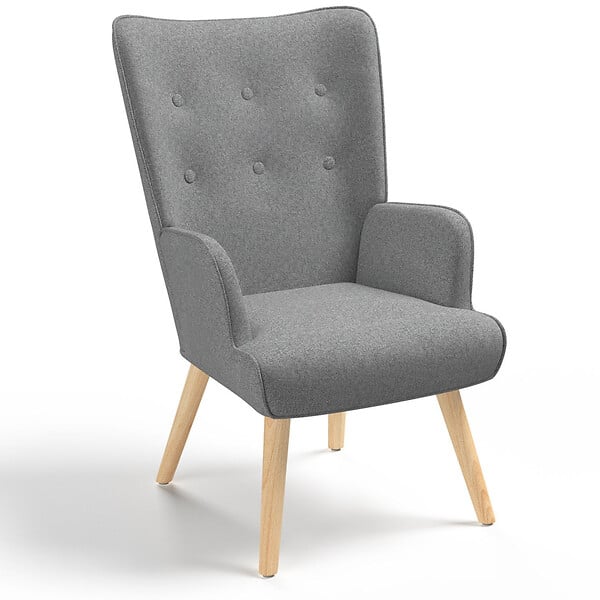 ID MARKET - Fauteuil scandinave IVAR en tissu gris clair - large