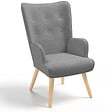 ID MARKET - Fauteuil scandinave IVAR en tissu gris clair - vignette