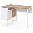 ID MARKET - Bureau d'angle ROB blanc et façon hêtre niche de rangement et porte design industriel - vignette