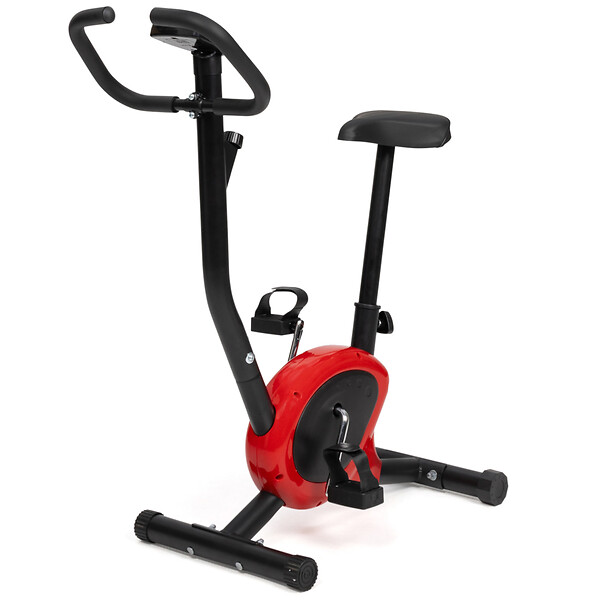 ID MARKET - Vélo d'appartement à résistance réglable, selle ajustable et écran LCD multifonction - large