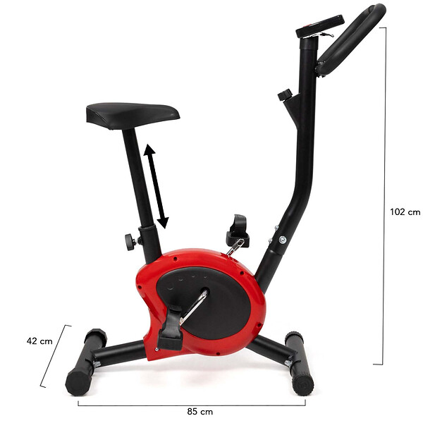 ID MARKET - Vélo d'appartement à résistance réglable, selle ajustable et écran LCD multifonction - large